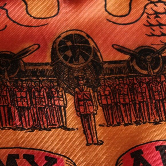 Vintage 1940s Pillowcase, US Army Air Corps Sweetheart Souvenir Orange Satin - Picture 5 of 10